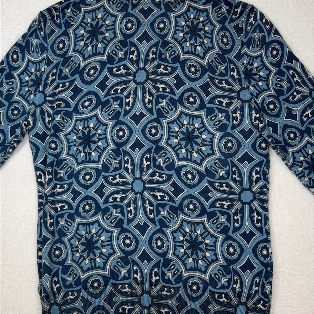 Talbots Blue and White Geometric Button Cardigan - Picture 10 of 10